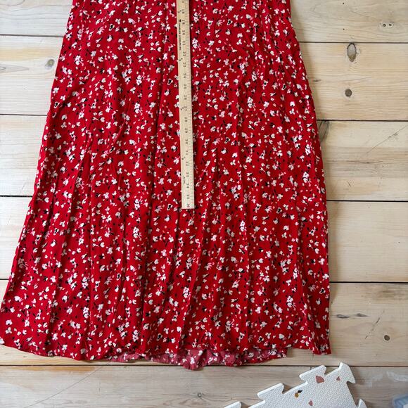 A New Day EUC Women's Short Sleeve Maxi Sundress Red Floral Size 17 - Picture 7 of 8